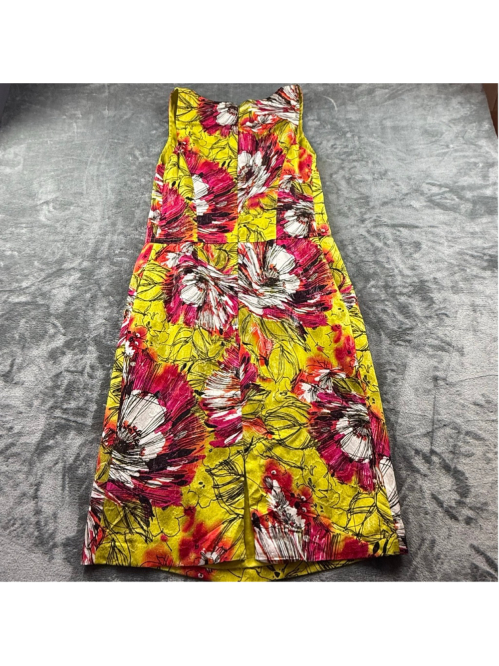 St John Dress 12 Silk Metallic Floral Sheath Luxury Resort Coastal Pink Yellow - Picture 15 of 16
